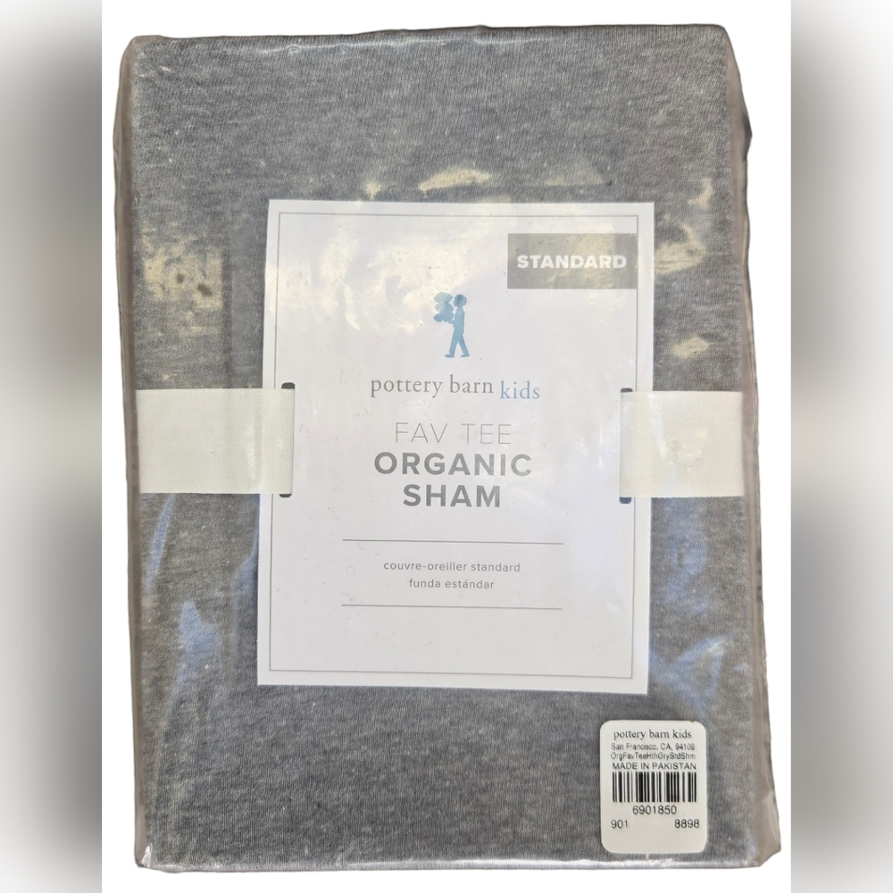 Pottery Barn Kids Heather Grey Fav Tee Organic Sham Standard NWT